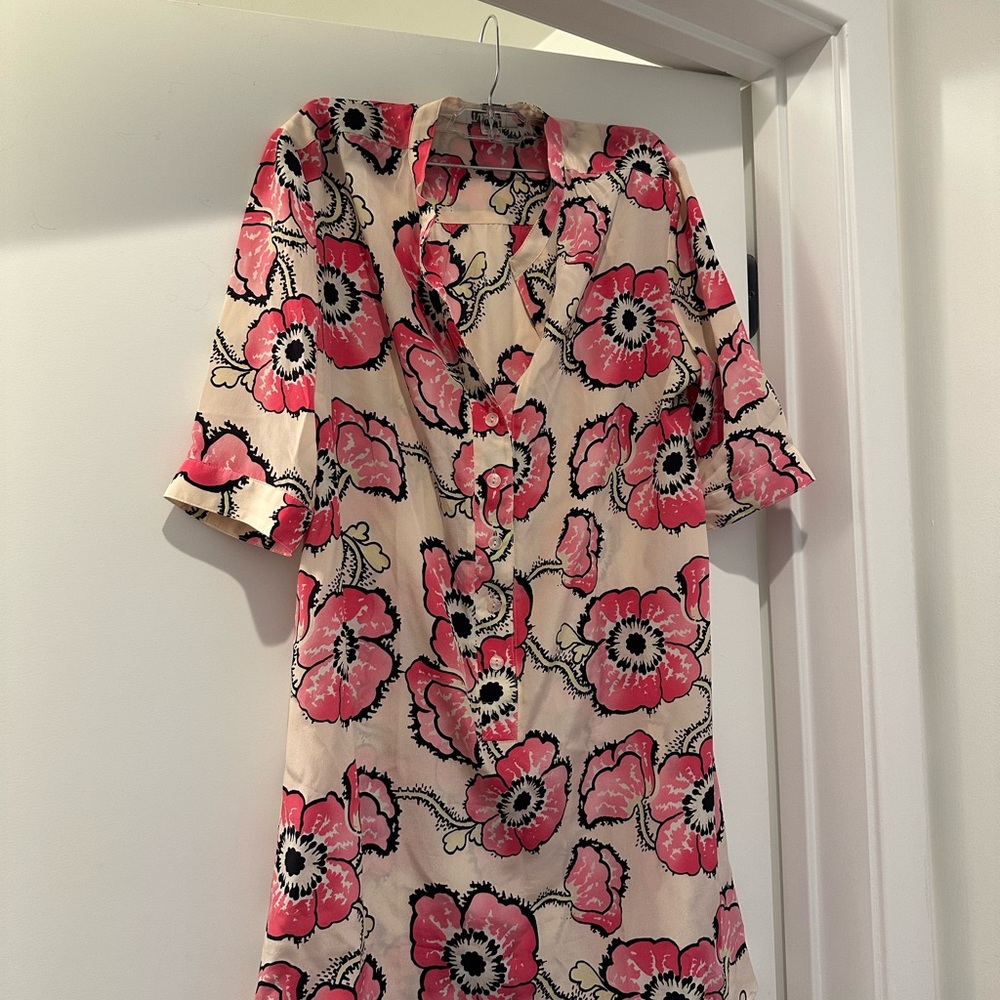 Tucker Pink and Black Floral Midi Dress